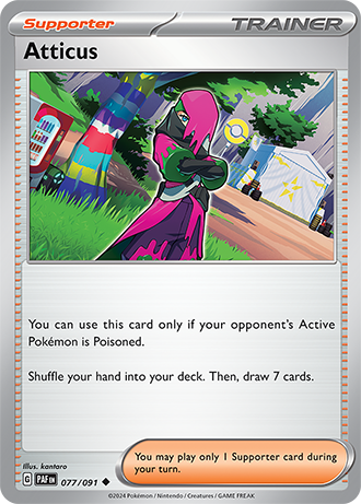 077/091 Atticus - Supporter - Paldean Fates - Pokémon card (English)