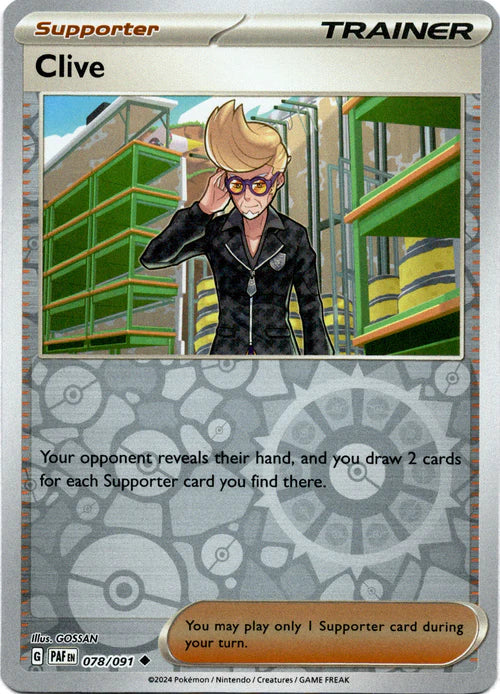 078/091 Clive (Reverse Holo) - Supporter - Paldean Fates - Pokémon card (English)