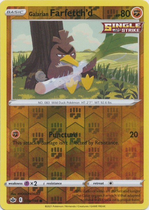 078/198 Galarian Farfetch'd (Reverse Holo) (Chilling Reign) Pokémon card (English)