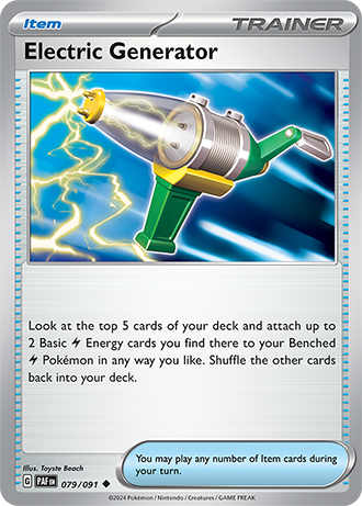 079/091 Electric Generator - Item - Paldean Fates - Pokémon card (English)