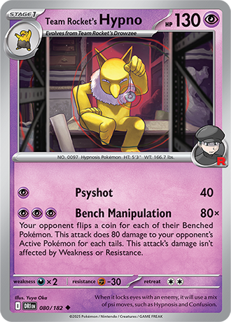 080/182 Team Rocket's Hypno - Destined Rivals - Pokémon card (English)