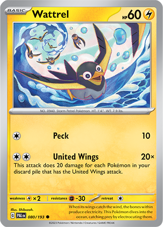 080/193 Wattrel / Basic / Common (Paldea Evolved) English card