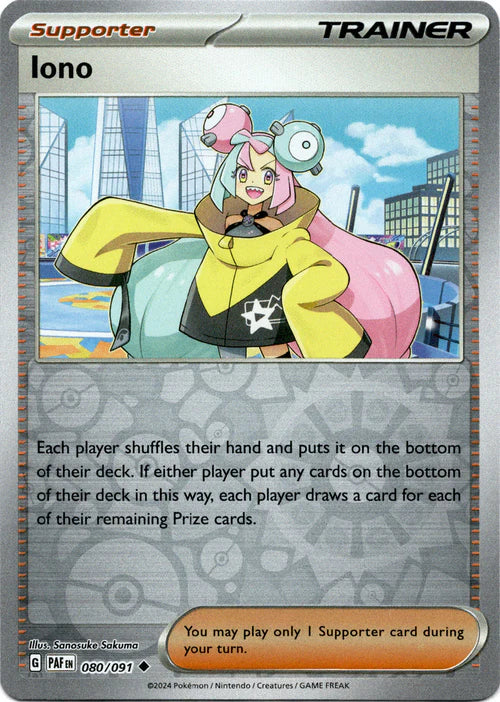 080/091 Iono (Reverse Holo) - Supporter - Paldean Fates - Pokémon card (English)