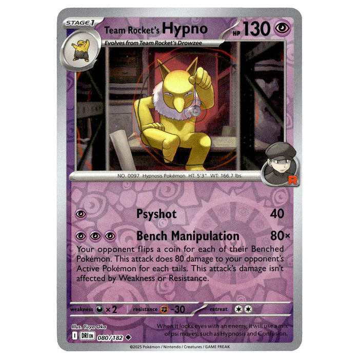 080/182 Team Rocket's Hypno (Reverse Holo) - Destined Rivals - Pokémon card (English)