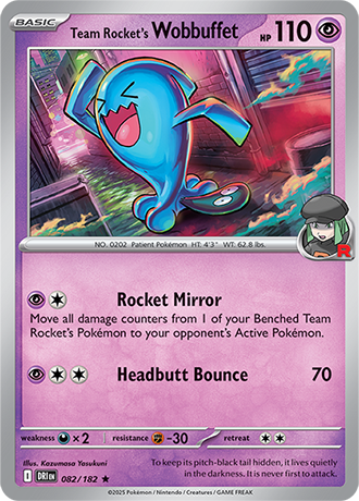 082/165 Team Rocket's Wobbuffet (Holo) - Destined Rivals - Pokémon card (English)