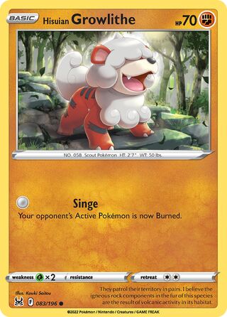 083/196 Hisuian Growlithe (Lost Origin) Pokemon card (English)
