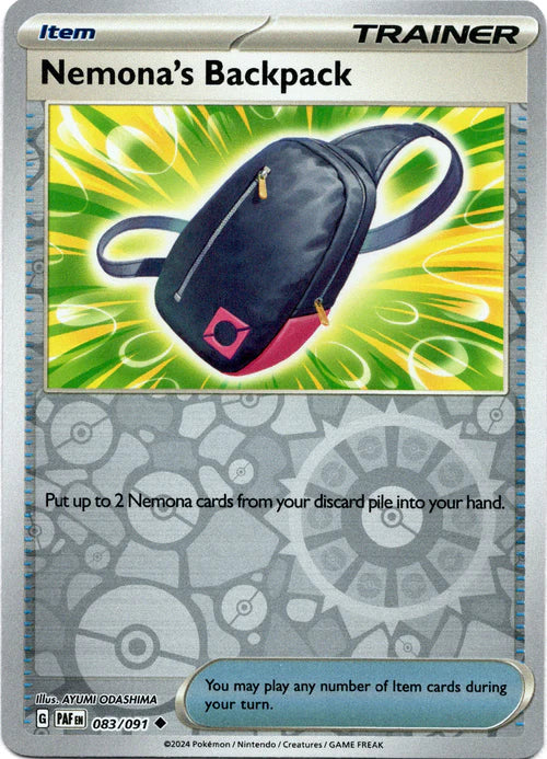 083/091 Nemona's Backpack (Reverse Holo) - Item - Paldean Fates - Pokémon card (English)
