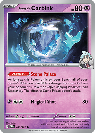 086/182 Steven's Carbink - Destined Rivals - Pokémon card (English)