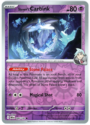 086/182 Steven's Carbink (Reverse Holo) - Destined Rivals - Pokémon card (English)