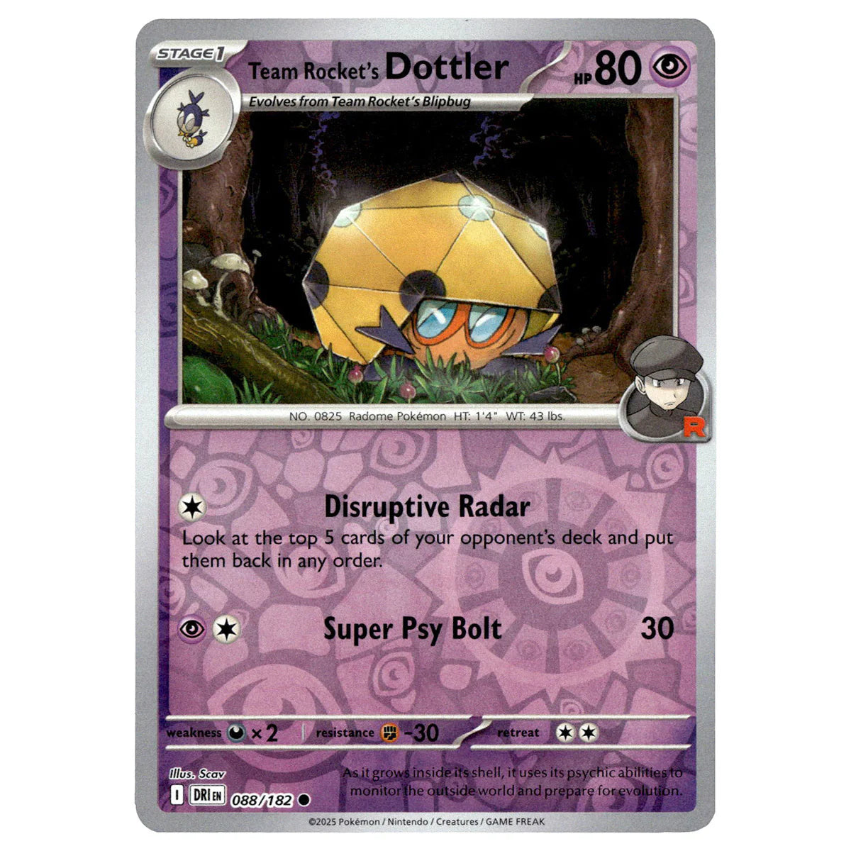 088/182 Team Rocket's Dottler (Reverse Holo) - Destined Rivals - Pokémon card (English)