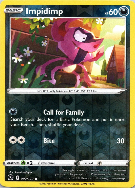 092/172 Impidimp (Reverse Holo) (Brilliant Stars) Pokemon card (English)