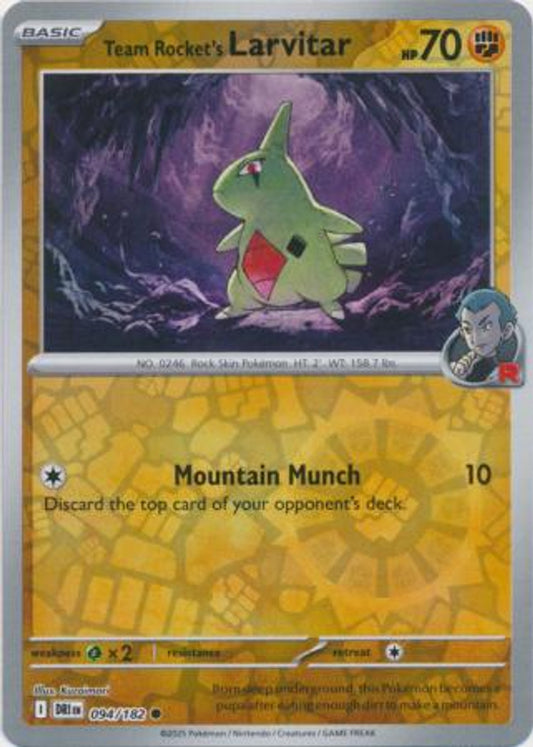 094/182 Team Rocket's Larvitar (Reverse Holo) - Destined Rivals - Pokemon card (English)