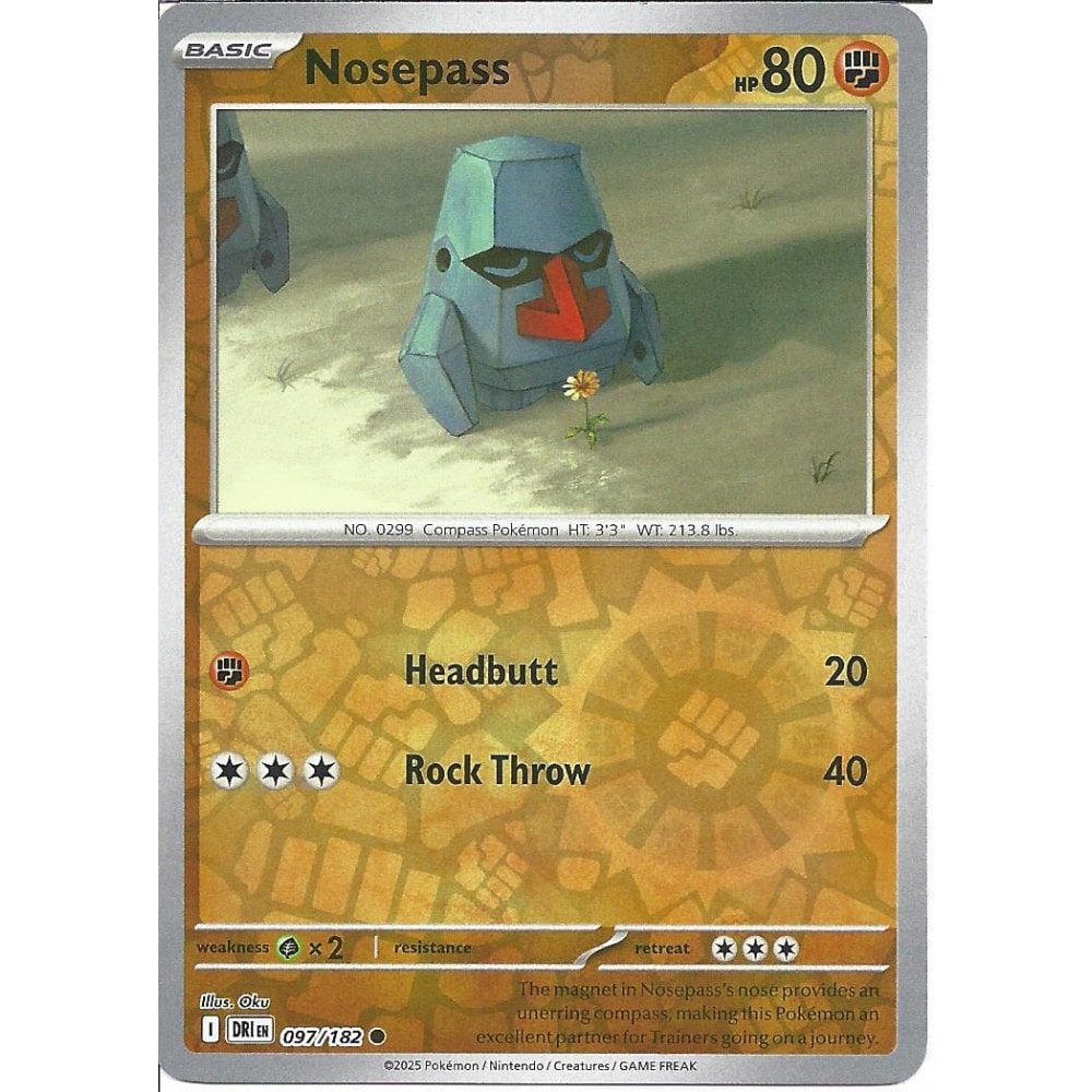 097/182 Nosepass (Reverse Holo) - Destined Rivals - Pokémon card (English)
