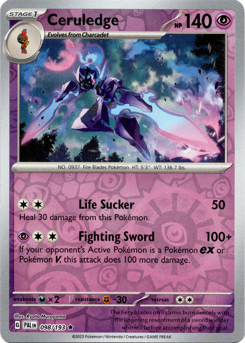 098/193 Ceruledge Reverse Holo - Paldea Evolved - Pokémon card (English)