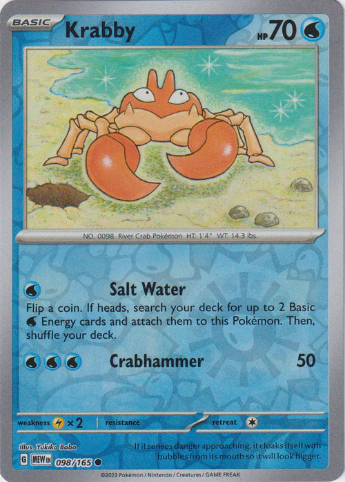 098/165 Krabby (Reverse Holo) - Pokémon 151 - Pokémon card (English)