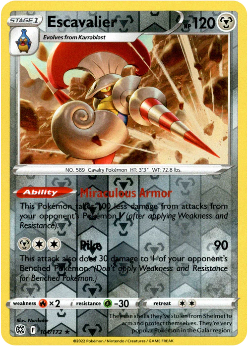 101/172 Escavalier (Reverse Holo) (Rare) (Brilliant Stars) Pokemon card (English)