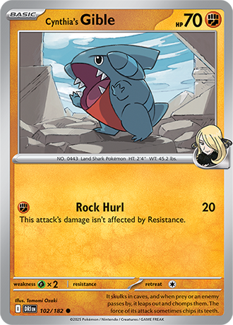 102/182 Cynthia's Gible - Destined Rivals - Pokémon card (English)