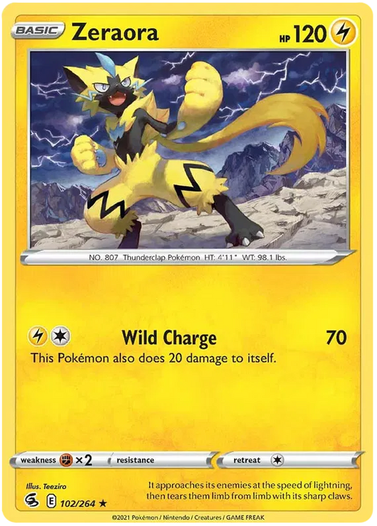102/264 Zeraora (Rare) (Fusion Strike) Pokemon card (English)