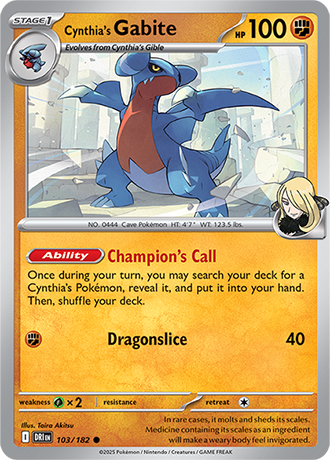 103/182 Cynthia's Gabite - Destined Rivals - Pokémon card (English)