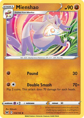 104/196 Mienshao (Lost Origin) Pokemon card (English)