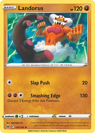 105/196 Landorus (Rare) (Lost Origin) Pokemon card (English)