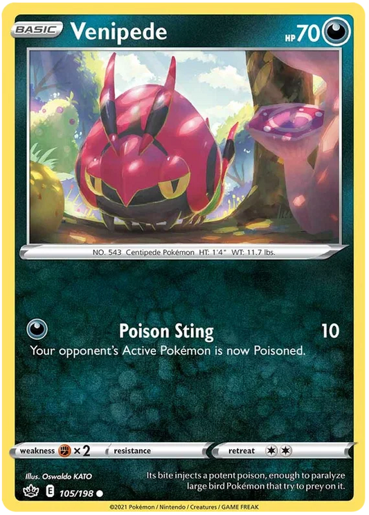 105/198 Venipede (Chilling Reign) Pokémon card (English)