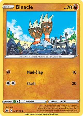 106/196 Binacle (Lost Origin) Pokemon card (English)