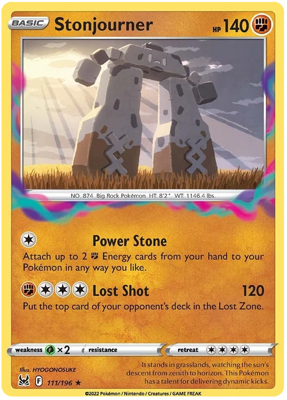 111/196 Stonjourner (Rare) (Lost Origin) Pokemon card (English)