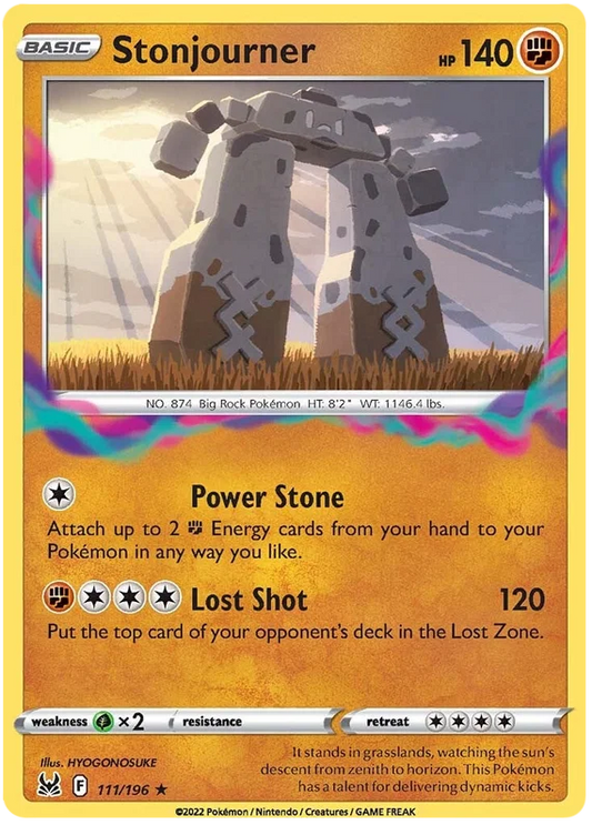 111/196 Stonjourner (Rare) (Lost Origin) Pokemon card (English)