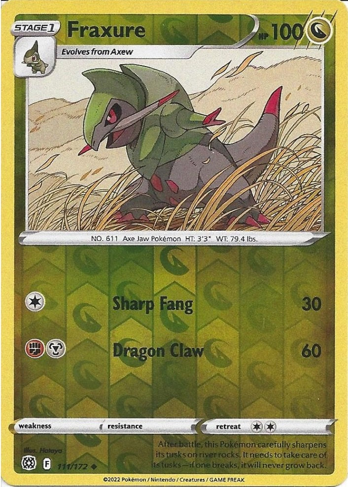 111/172 Fraxure (Reverse Holo) (Brilliant Stars) Pokemon card (English)