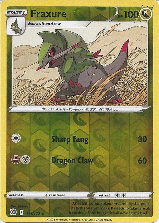 111/172 Fraxure (Reverse Holo) (Brilliant Stars) Pokemon card (English)