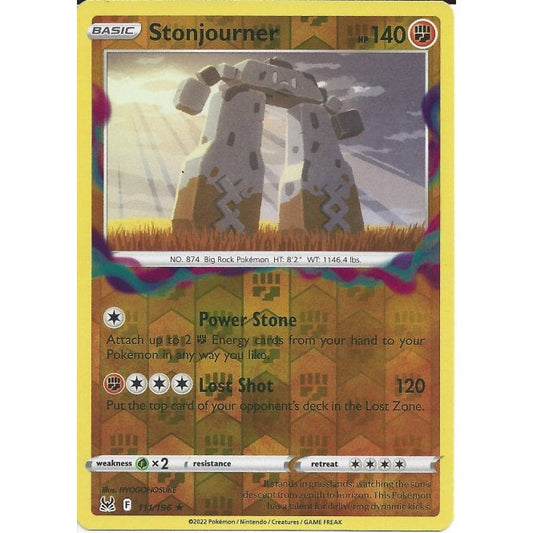 111/196 Stonjourner (Reverse Holo) (Rare) (Lost Origin) Pokemon card (English)