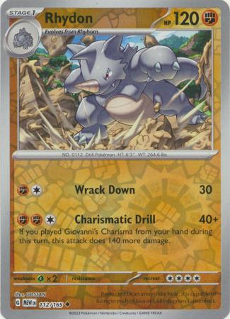 112/165 Rhydon (Reverse Holo) - Pokémon 151 - Pokémon card (English)