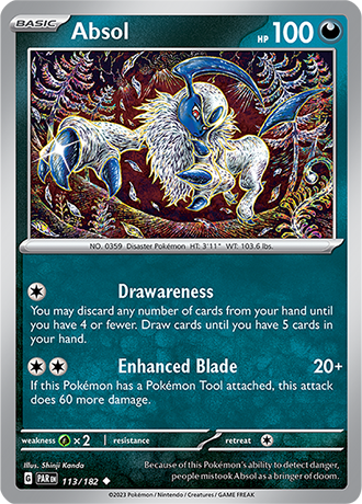 113/182 Absol / Basic / Uncommon (Paradox Rift) English card
