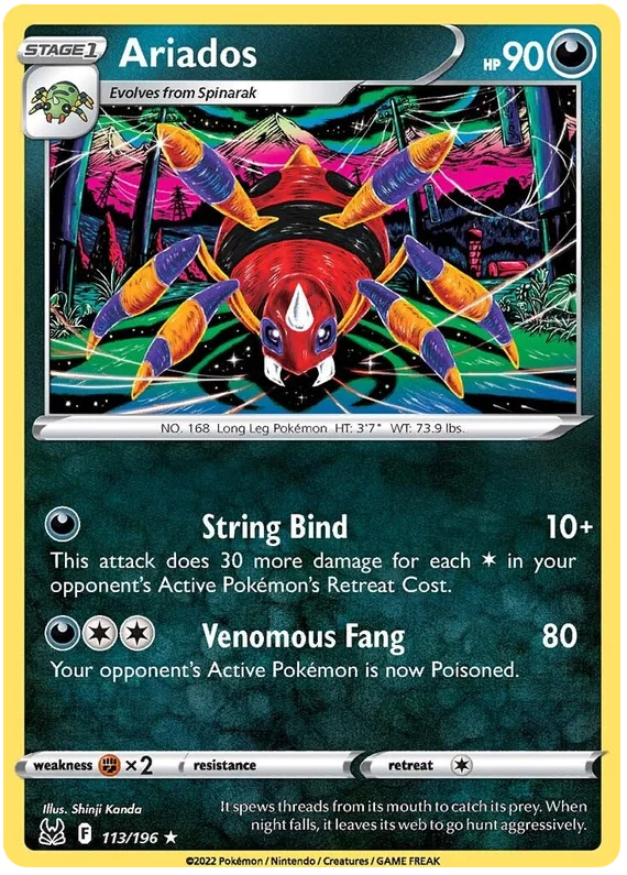 113/196 Ariados (Rare) (Lost Origin) Pokemon card (English)