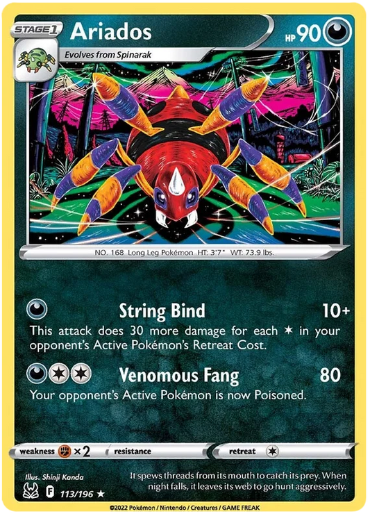 113/196 Ariados (Rare) (Lost Origin) Pokemon card (English)