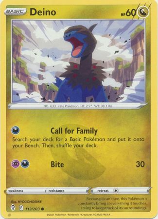 113/203 Deino / Basic / Common (Evolving Skies) English card
