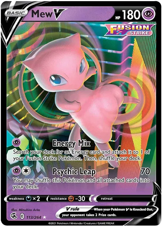 113/264 Mew V (Full Art) – Super Rare – (Fusion Strike) Pokémon card (English)