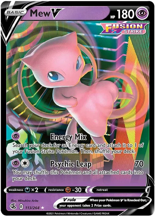 113/264 Mew V (Full Art) – Super Rare – (Fusion Strike) Pokémon card (English)