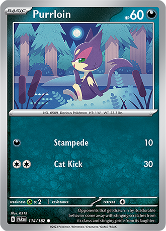 114/182 Purrloin / Basic / Common (Paradox Rift) English card