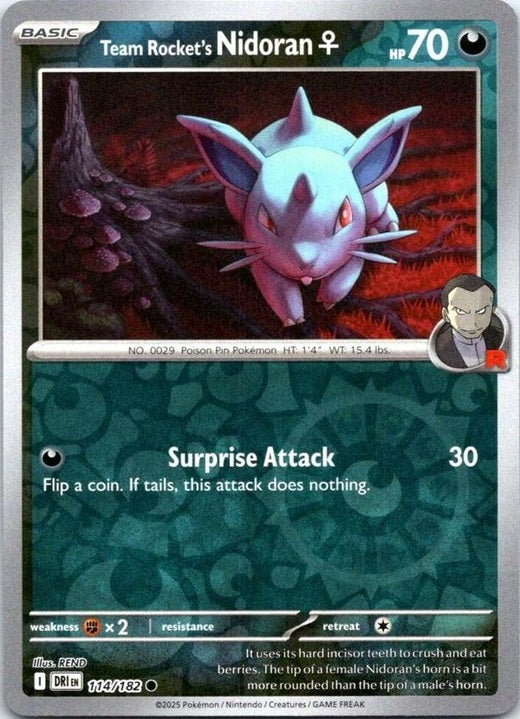 114/182 Team Rocket's Nidoran (Female) (Reverse Holo) - Destined Rivals - Pokemon card (English)