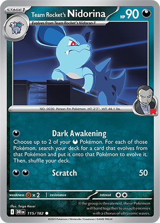 115/182 Team Rocket's Nidorina - Destined Rivals - Pokémon card (English)