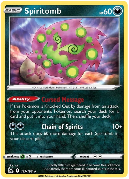 117/196 Spiritomb (Rare) (Lost Origin) Pokemon card (English)