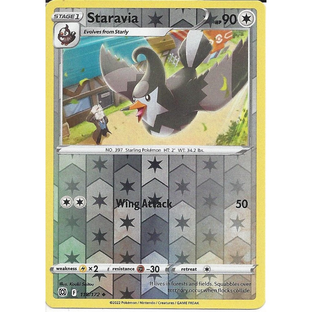 118/172 Staravia (Reverse Holo) (Brilliant Stars) Pokemon card (English)