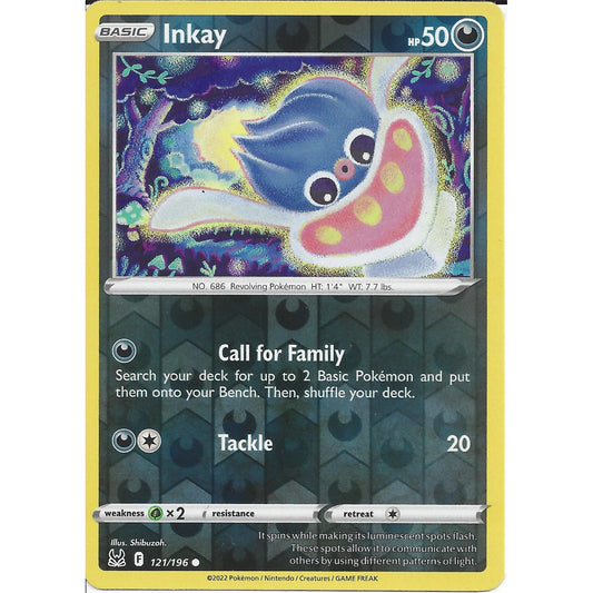 121/196 Inkay (Reverse Holo) (Lost origin) Pokemon card (English)