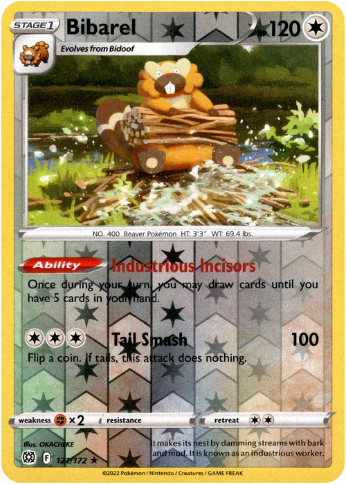 121/172 Bibarel (Reverse Holo) (Brilliants Stars) Pokemon card (English)