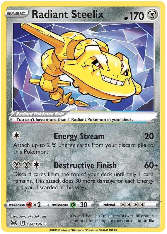 124/196 Radiant Steelix (Super Rare) (Lost Origin) Pokemon card (English)