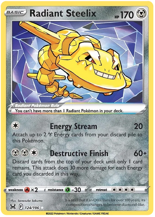 124/196 Radiant Steelix (Super Rare) (Lost Origin) Pokemon card (English)
