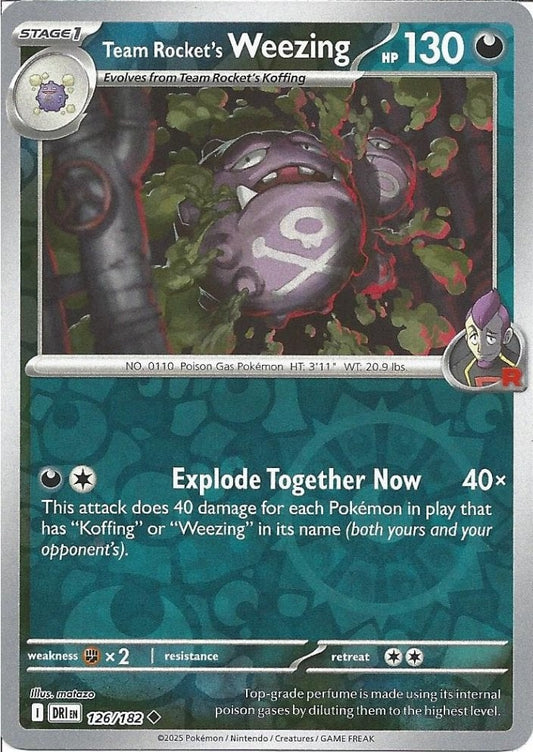 126/182 Team Rocket's Weezing (Reverse Holo) - Destined Rivals - Pokémon card (English)