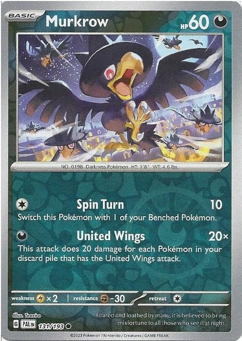 131/193 Murkrow (Reverse holo) - Paldea Evolved - Pokémon card (English)